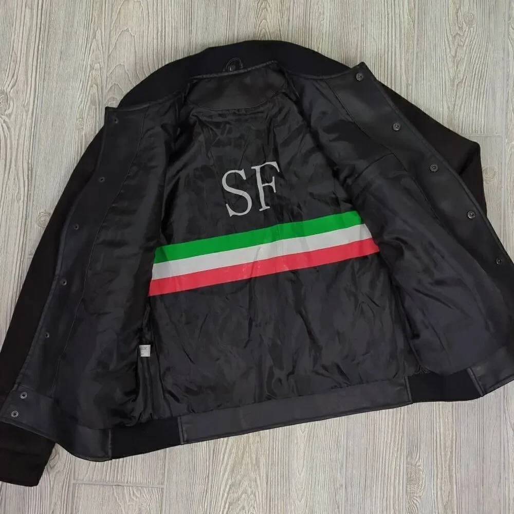 Superlative Fashion SF Italian Partial Leather Bomber Jacket Streetwear Men’s L